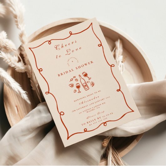 Blush Wine Citrus Bridal Shower Kaart