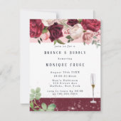 Blush Wine Peony Glitter Brunch & Bubble Invites Kaart (Voorkant)