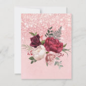 Blush Wine Peony Glitter Brunch & Bubble Invites Kaart (Achterkant)