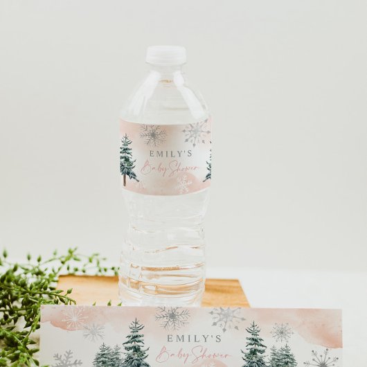 Blush Winter Baby shower Water Labels Waterfles Etiket