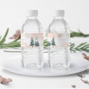 Blush Winter Baby shower Water Labels Waterfles Etiket