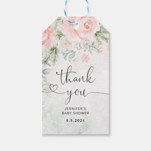 Blush winter dank u cadeaulabel (Voorkant)