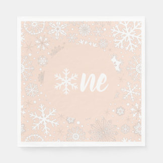 Blush Winter First Birthday Snowflake One Napkins Servet