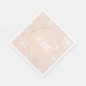 Blush Winter First Birthday Snowflake One Napkins Servet (Hoek)
