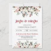Blush Winter Floral Jingle & Mingle Christmas Part Feestdagenkaart (Voorkant)