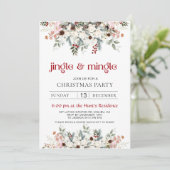 Blush Winter Floral Jingle & Mingle Christmas Part Feestdagenkaart (Staand voorkant)