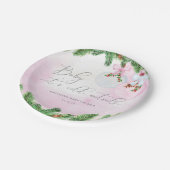 Blush Winter Kerst Baby shower Papieren Bordje (Gekanteld)