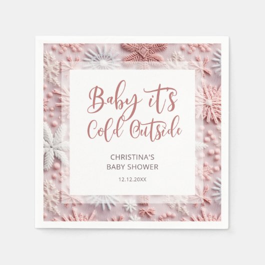 Blush Winter Kerst Baby shower servetten (Voorkant)