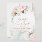 Blush Winter Onederland 1e verjaardag Kaart (Voorkant)