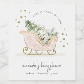 Blush Winter Sleigh zijn koude buitenkant Baby sho Wijn Etiket (Enkel label)