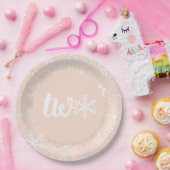 Blush Winter Tweede verjaardag Snowflake Twee Bord (Feest)