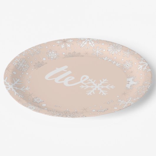 Blush Winter Tweede verjaardag Snowflake Twee Bord (Gekanteld)