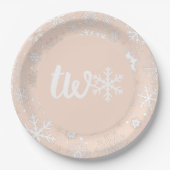 Blush Winter Tweede verjaardag Snowflake Twee Bord (Voorkant)