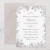 Blush Winter Wonderland Quinceanera Kaart (Voorkant / Achterkant)