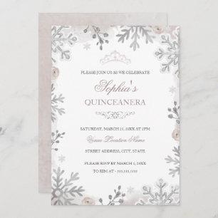 Blush Winter Wonderland Quinceanera Kaart