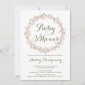 Blush Winter Wreath Baby shower Invitation Kaart (Voorkant)