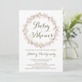 Blush Winter Wreath Baby shower Invitation Kaart (Staand voorkant)