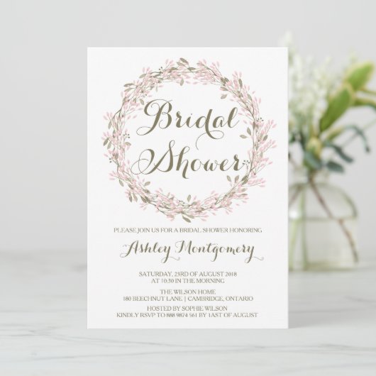 Blush Winter Wreath Bridal Shower Kaart (Staand voorkant)