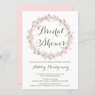 Blush Winter Wreath Bridal Shower Kaart