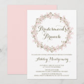 Blush Winter Wreath Bridesmaids Brunch Invitation Kaart (Voorkant / Achterkant)