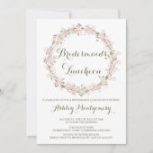 Blush Winter Wreath Bridesmaids Luncheon Invite Kaart (Voorkant)