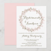 Blush Winter Wreath Bridesmaids Luncheon Invite Kaart (Voorkant / Achterkant)