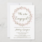 Blush Winter Wreath Engagement Party Kaart (Voorkant)