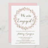 Blush Winter Wreath Engagement Party Kaart (Voorkant / Achterkant)