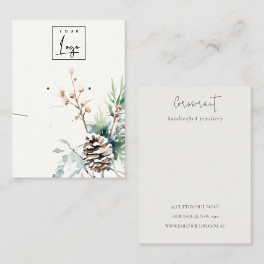 Blush winterbessen Logo Oorbel Ketting Houder Visitekaartje (Voorkant / Achterkant)