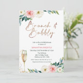 Blush Wit Bloemen Bruids & Bubbly Vrijgezellenfees Kaart (Staand voorkant)