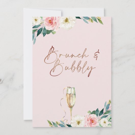 Blush Wit Bloemen Bruids & Bubbly Vrijgezellenfees Kaart (Achterkant)