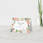 Blush Wit Bloemen Bruiloft Foto Dank u Kaart (Voorkant)