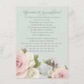 Blush Wit Bloemen Stoffig Rose Boeket Details Kaar Informatiekaartje (Voorkant)