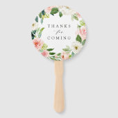 Blush wit bloesem bloemenkrans bruiloft handwaaier (Achterkant)