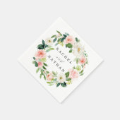 Blush wit bloesem Waterverf bloemenkrans bruiloft Servet (Hoek)