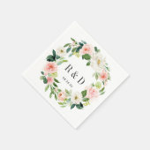 Blush wit bloesem Waterverf bloemenkrans bruiloft Servet (Hoek)