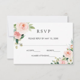 Blush Wit Bloom Goud Lijst Bloemen Bruiloft RSVP