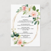 Blush Wit Bloom Goud Lijst Bruiloft Details Informatiekaartje (Voorkant)