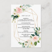 Blush Wit Bloom Goud Lijst Bruiloft Details Informatiekaartje (Voorkant)