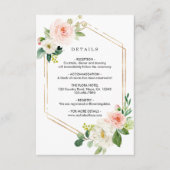 Blush Wit Bloom Goud Lijst Bruiloft Details Informatiekaartje (Voorkant)