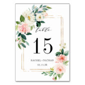 Blush Wit Bloom Goud Lijst Trouwtafel Nummer Kaart (Voorkant)