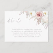 Blush & Wit Elegant Bloemen Bruiloft Details Informatiekaartje (Voorkant)