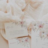Blush & Wit Elegant Bloemen Bruiloft Details Informatiekaartje