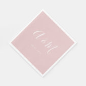Blush Wit Elegant Monogram Bruiloft Servet (Hoek)