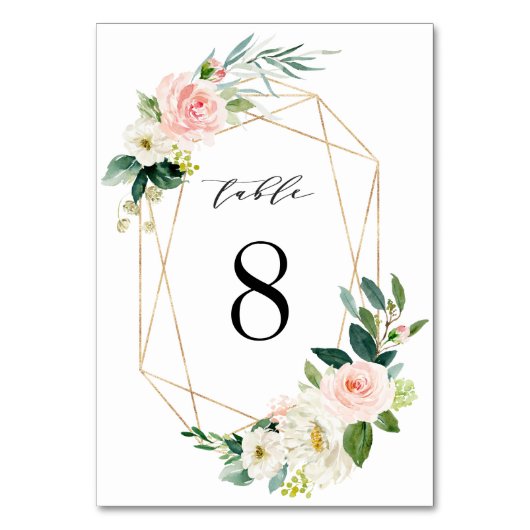Blush Wit Goud Lijst Trouwtafel Nummer Kaart (Achterkant)