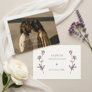 Blush Wit Volledige Bloemrijke Trouwfoto Save The Date