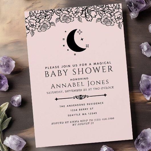 Blush Witchy Gothic Tarot Kaart Girl Baby shower