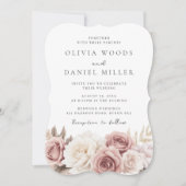 Blush & witte bloemen Elegante bruiloft Kaart (Voorkant)