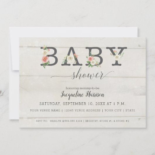 Blush witte bloemen | Meisje Baby shower Kaart (Voorkant)