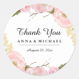 Blush Witte Botanische Bloemen Bruiloft Stickers